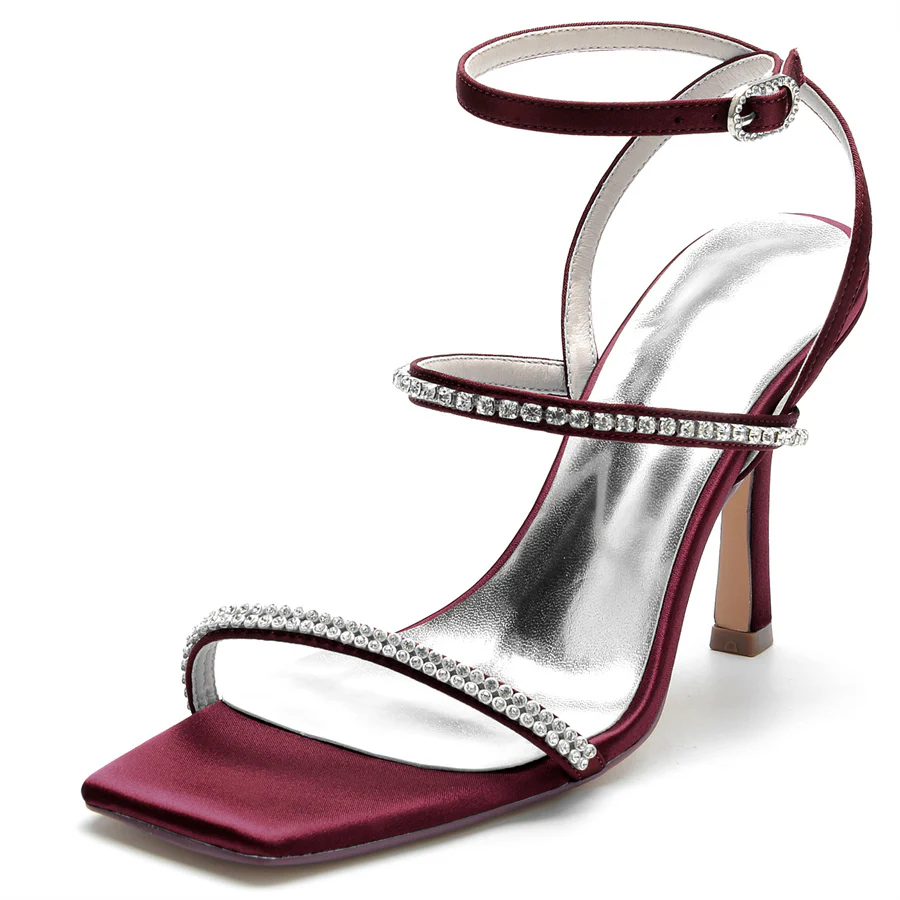 Women's Wedding Shoes High Heel Opened Toe Bridal Shoes with Crystals - Image 10