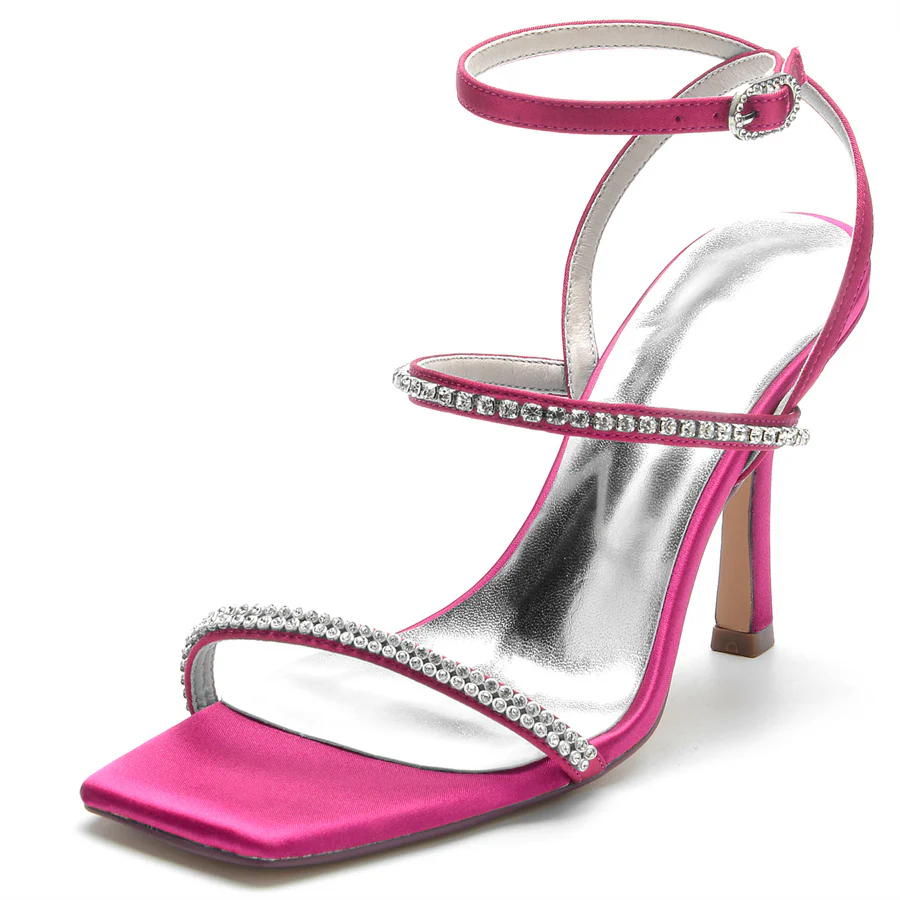 Women's Wedding Shoes High Heel Opened Toe Bridal Shoes with Crystals - Image 11