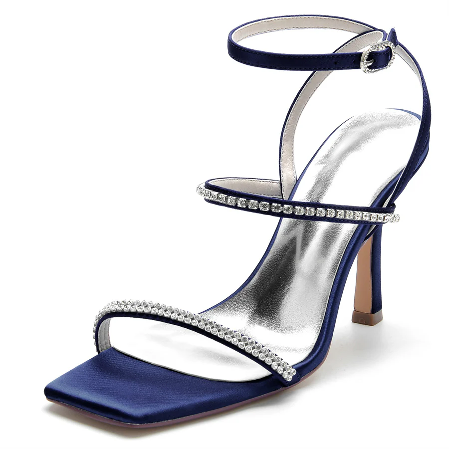 Women's Wedding Shoes High Heel Opened Toe Bridal Shoes with Crystals - Image 12