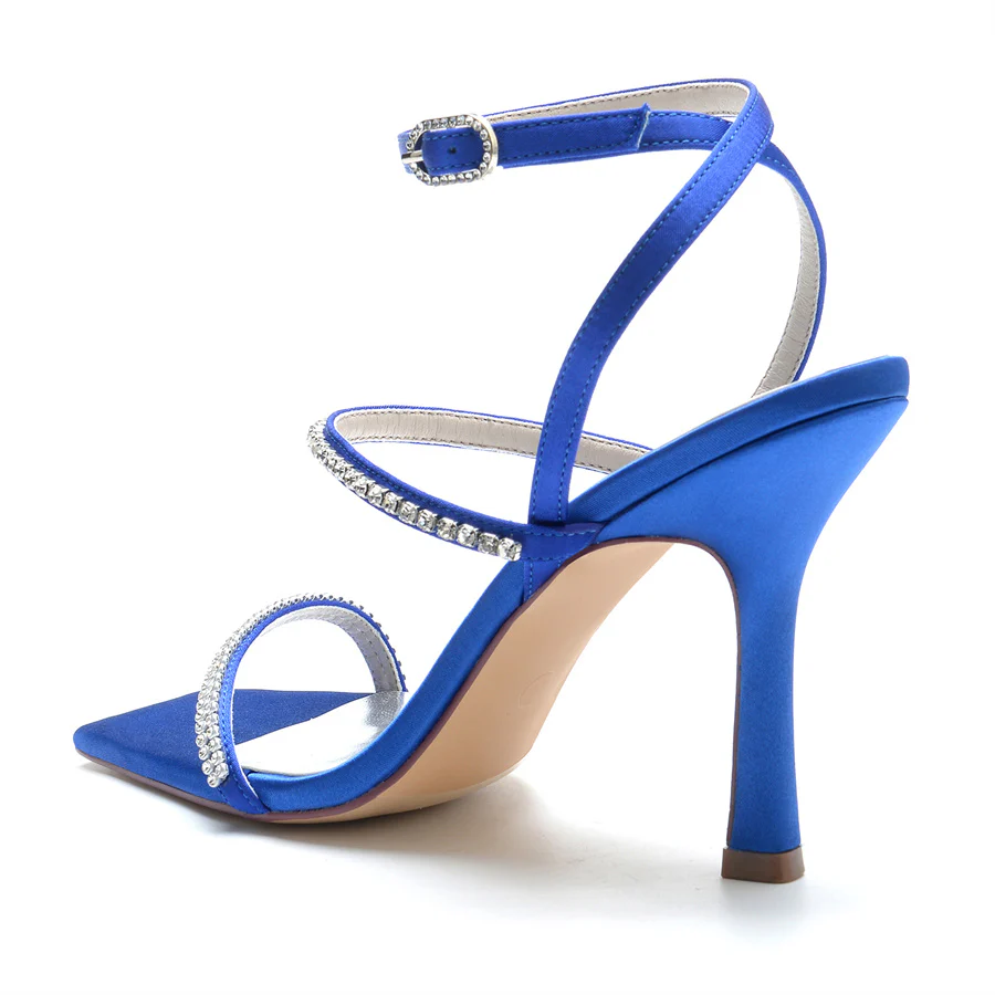Women's Wedding Shoes High Heel Opened Toe Bridal Shoes with Crystals - Image 2