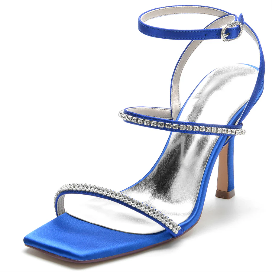 Women's Wedding Shoes High Heel Opened Toe Bridal Shoes with Crystals - Image 8