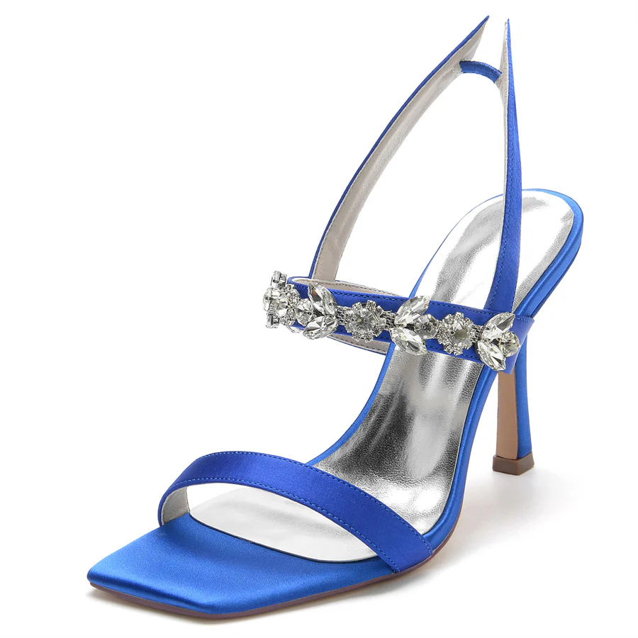 Women's Wedding Shoes High Heel Opened Toe Bridal Shoes with Rhinestones - Image 8