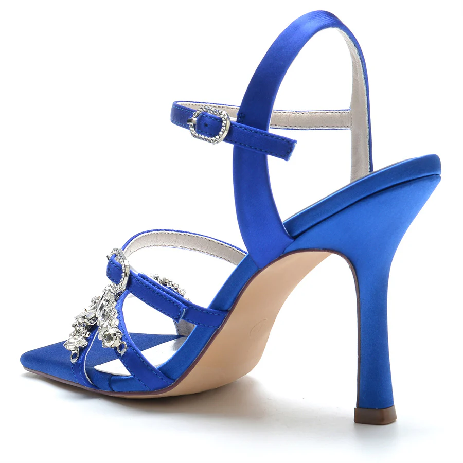 Women's Wedding Shoes High Heel Opened Toe Bridal Shoes with Rhinestones - Image 2