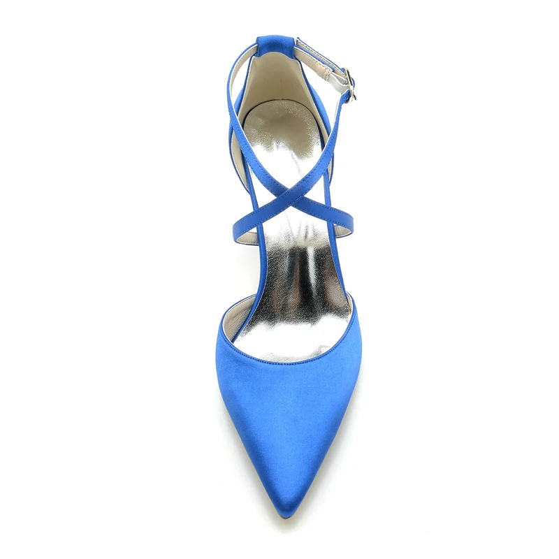 Women's Wedding Shoes High Heel Pointed Toe Crossed Straps Simple Bridal Shoes - Image 4