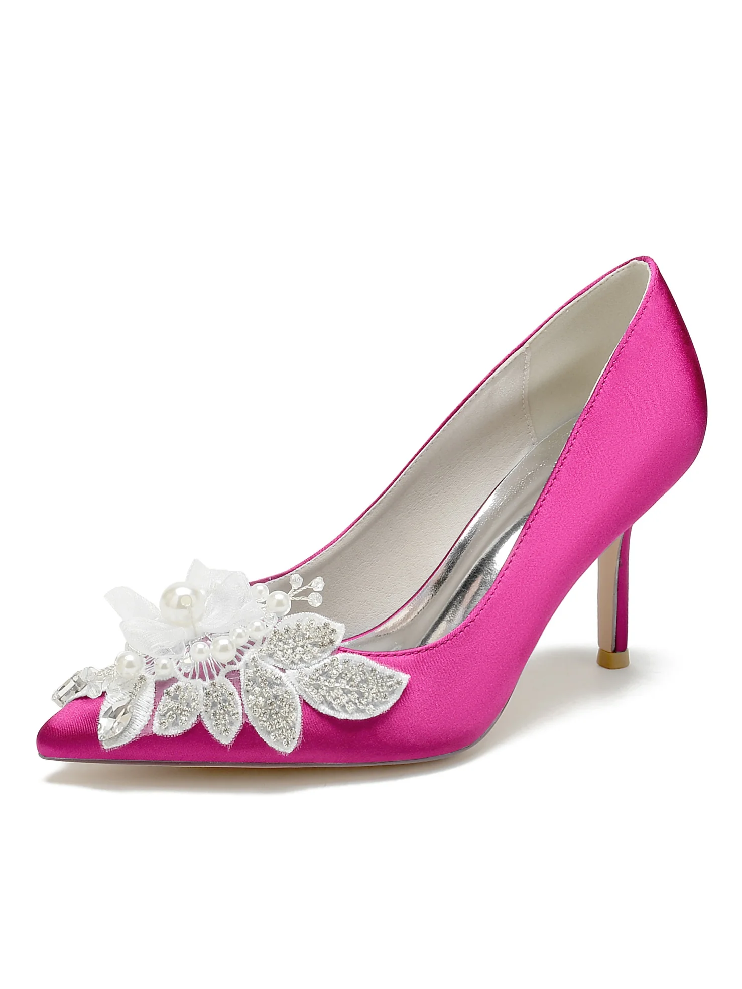 Women's Wedding Shoes Lace High Heel Open Toe Bridal Shoes - Image 7
