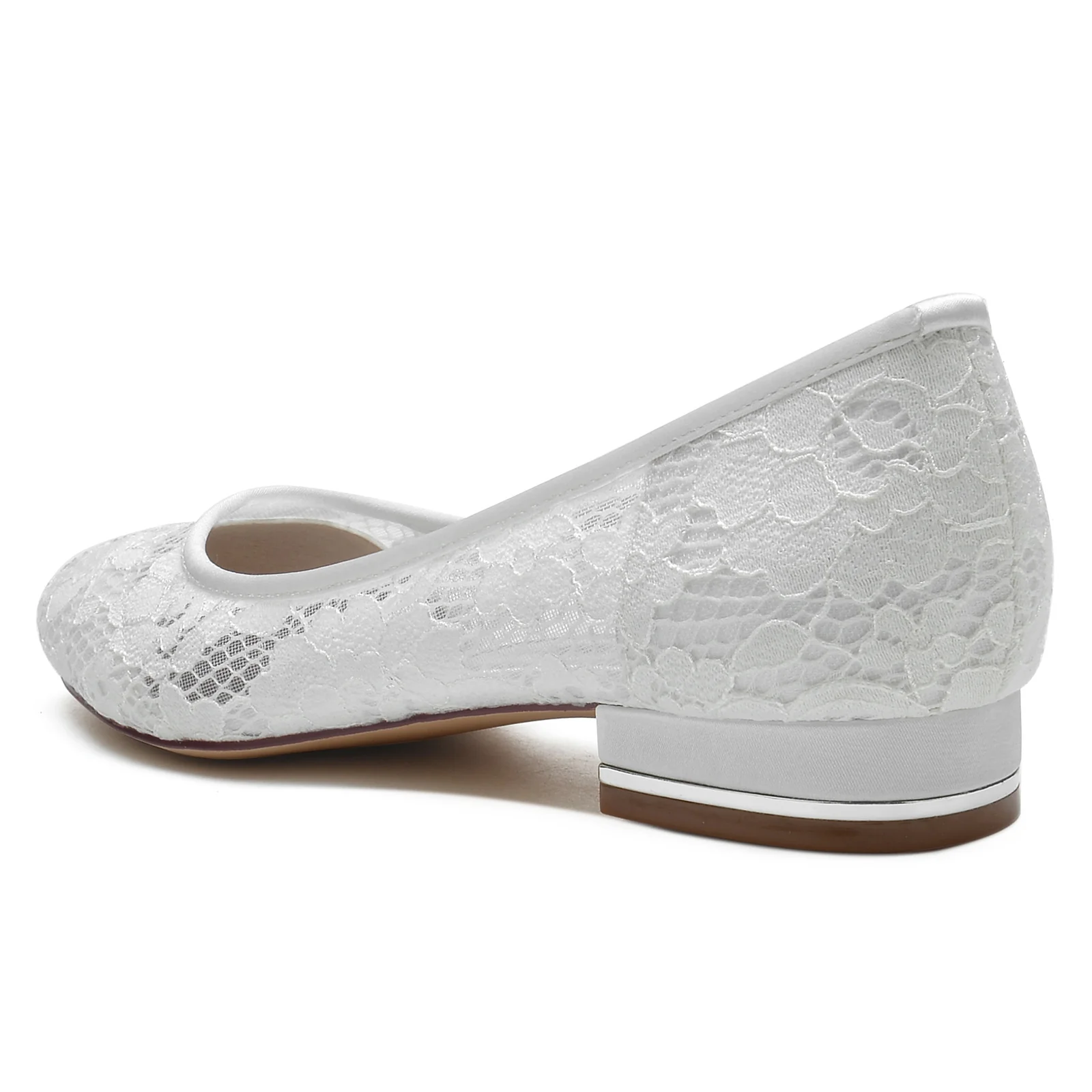 Women's Wedding Shoes Lace Low Closed Round Toe Minimalism Bridal Shoes - Image 5