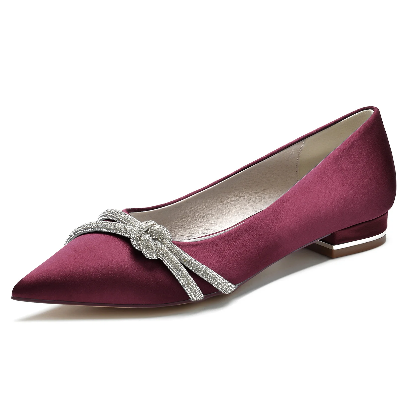 Women's Wedding Shoes Minimalism Knot Pointed Toe Low Heel Bridal Shoes - Image 8