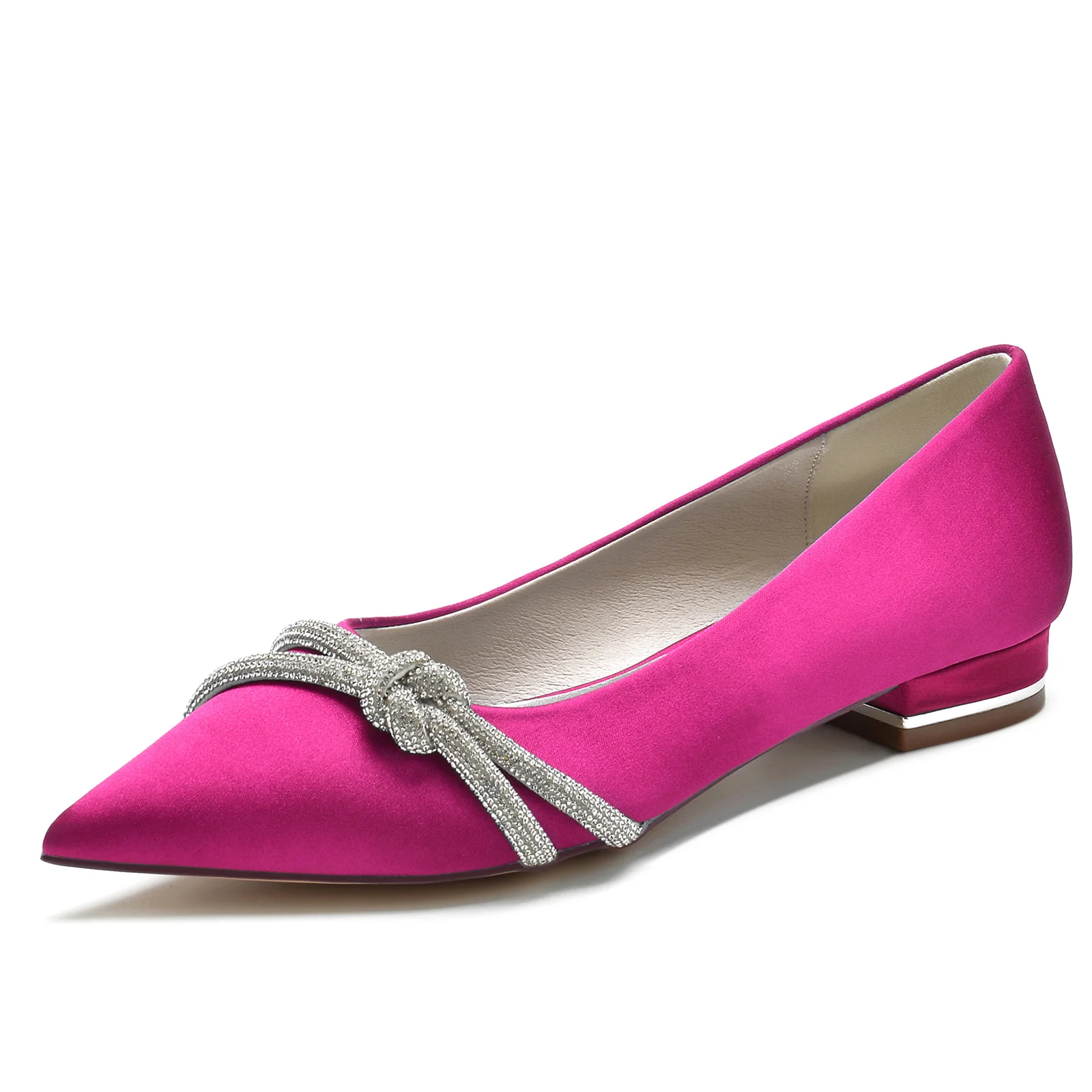 Women's Wedding Shoes Minimalism Knot Pointed Toe Low Heel Bridal Shoes - Image 9