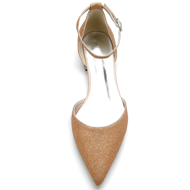 Women's Wedding Shoes Minimalist Pointed Toe Mini Crystal Buckle Bridal Shoes - Image 3