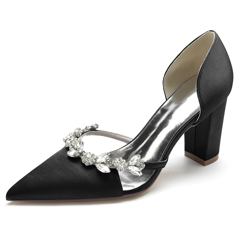 Women's Wedding Shoes Nude Pink Pointed Toe High Heel Bridal Shoes with Rhinestone - Image 13