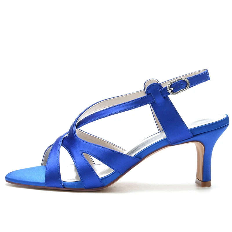 Women's Wedding Shoes Open Toe Crossed Straps Buckle Elegant Bridal Shoes - Image 2