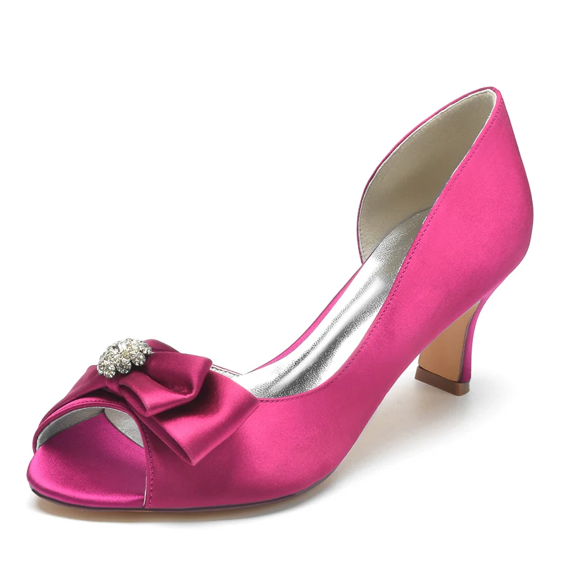 Women's Wedding Shoes Open Toe Mid Heel Delicate Bridal Shoes with Rhinestone & Bow - Image 7