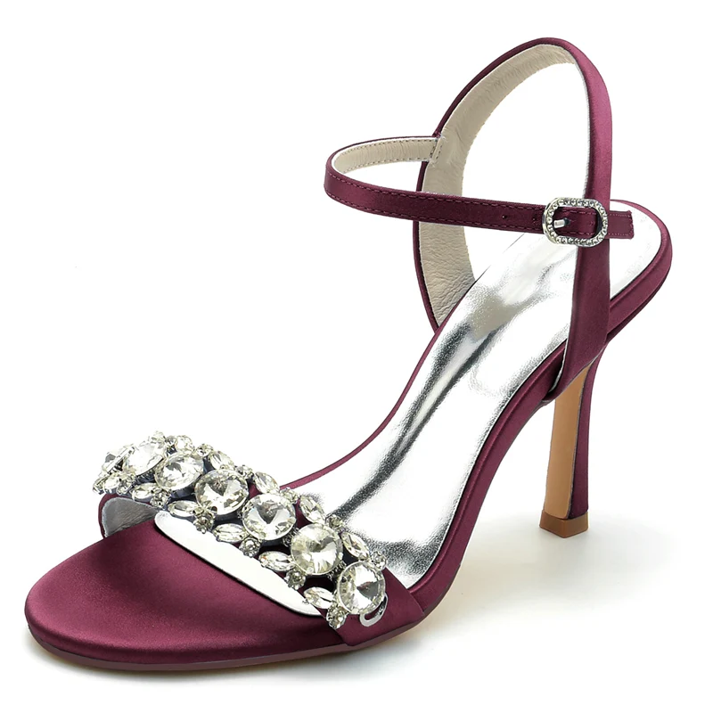 Women's Wedding Shoes Open Toe Stiletto Heel Chic Bridal Shoes with Delicate Rhinestone - Image 9