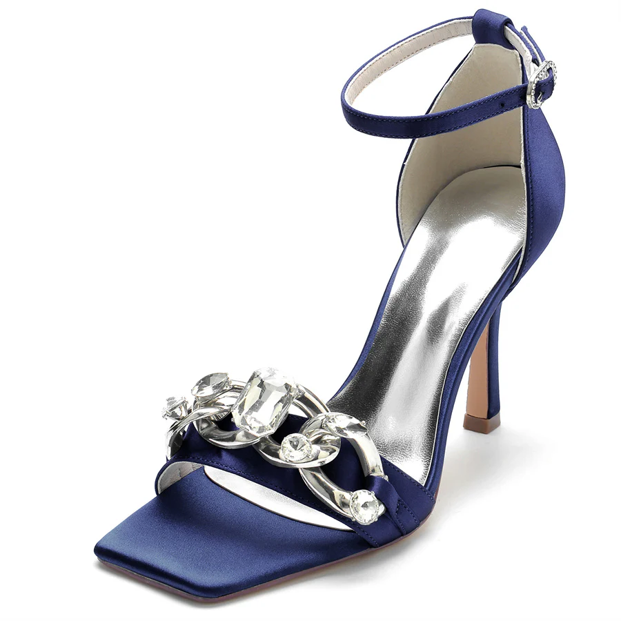 Women's Wedding Shoes Opened Toe High Heel Elegant Bridal Shoes with Rhinestones - Image 11
