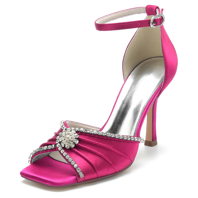 Women's Wedding Shoes Opened Toe Stiletto Heel Luxurious Bridal Shoes with Crystal & Ruffles - Image 7