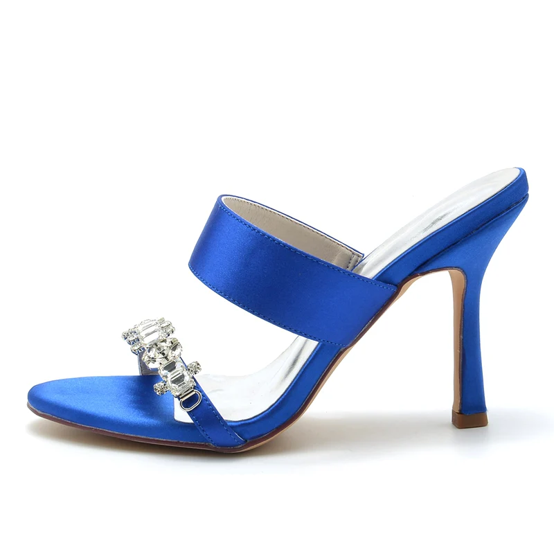 Women's Wedding Shoes Opened Toe Stiletto Heel Slip-On Bridal Shoes with Rhinestone - Image 4