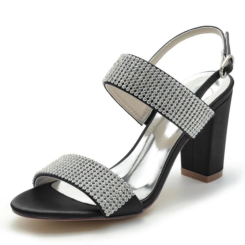 Women's Wedding Shoes Peep Toe Block Heel Luxurious Buckle Bridal Shoes with Crystal - Image 13
