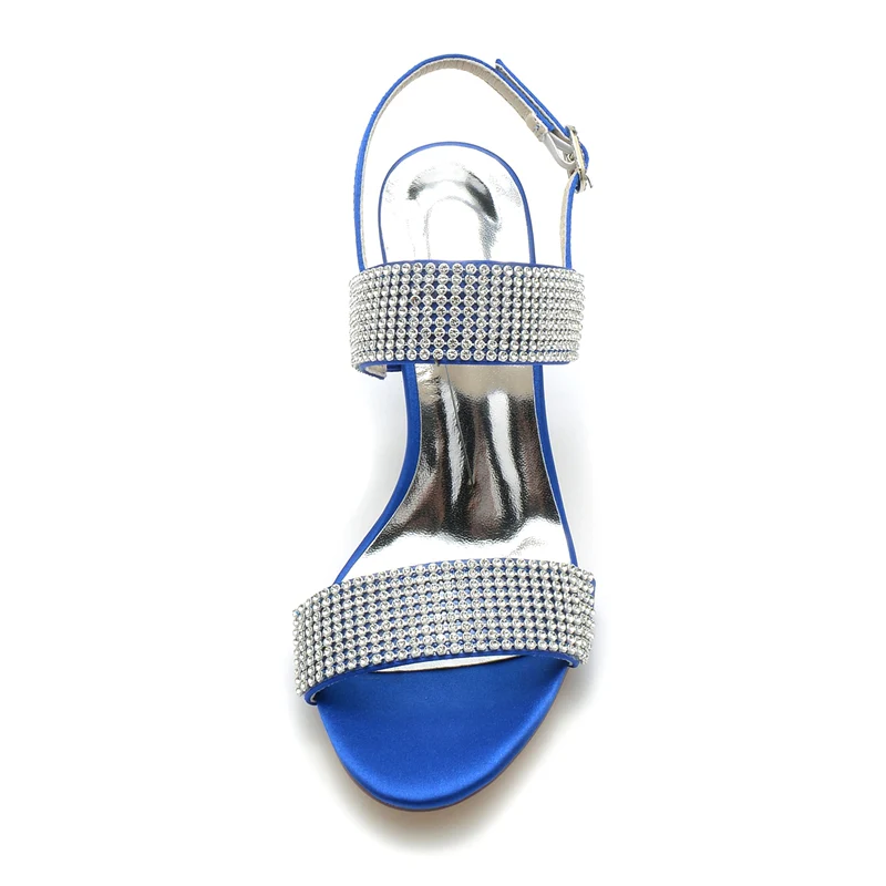 Women's Wedding Shoes Peep Toe Block Heel Luxurious Buckle Bridal Shoes with Crystal - Image 2