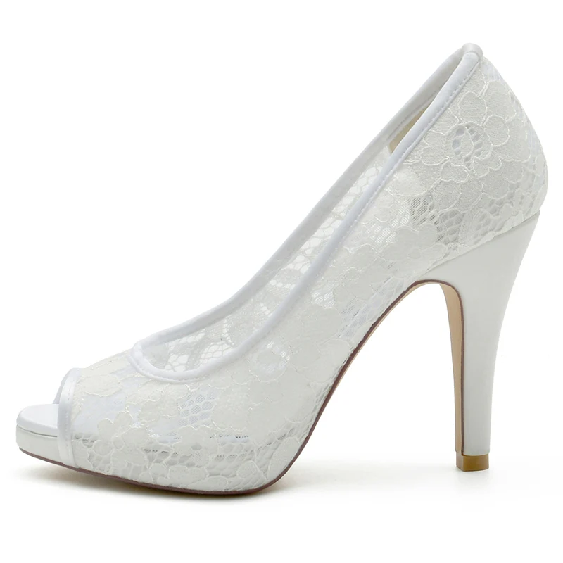 Women's Wedding Shoes Lace Pointed Toe Stiletto Heel Bridal Shoes with Crystals - Image 2