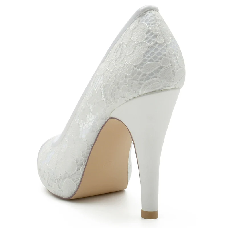 Women's Wedding Shoes Lace Pointed Toe Stiletto Heel Bridal Shoes with Crystals - Image 3