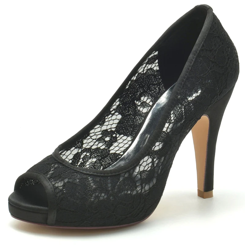 Women's Wedding Shoes Lace Pointed Toe Stiletto Heel Bridal Shoes with Crystals - Image 8