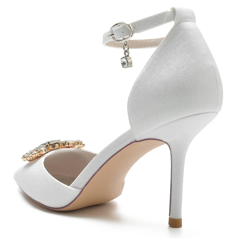 Women's Wedding Shoes Pointed Toe Delicate Rhinestone Luxurious Bridal Shoes - Image 6