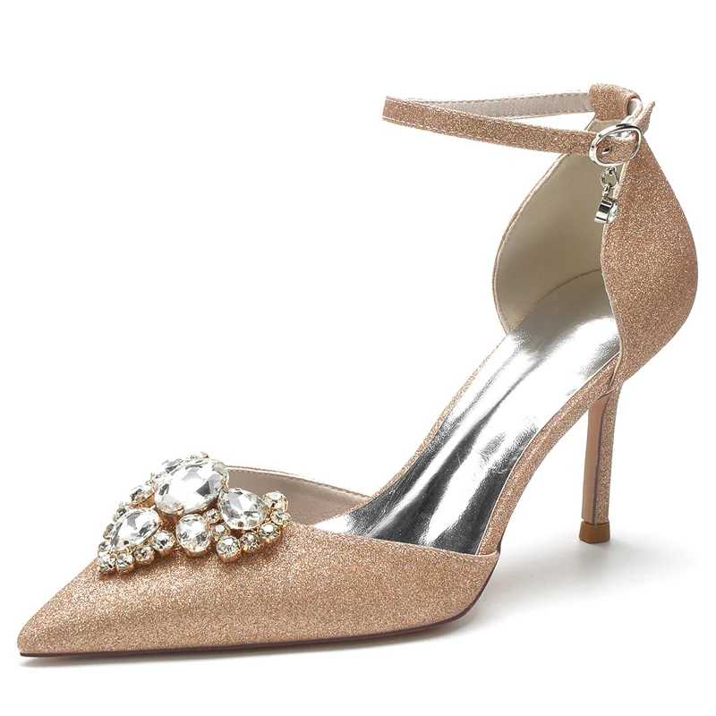 Women's Wedding Shoes Pointed Toe Delicate Rhinestone Luxurious Bridal Shoes - Image 7