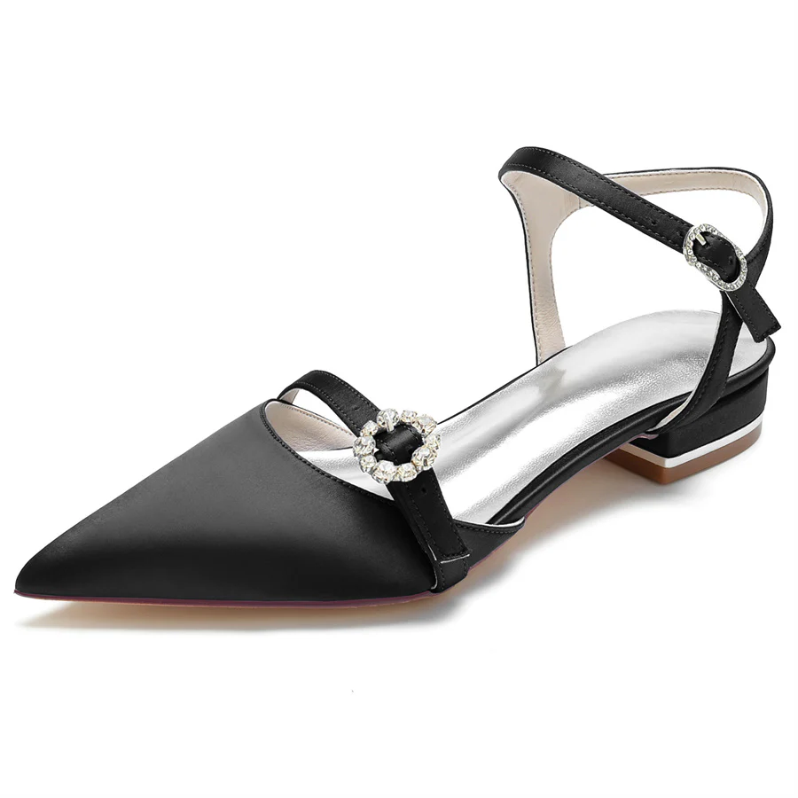 Women's Wedding Shoes Pointed Toe Elegant Low Heel Bridal Shoes with Crystals - Image 7