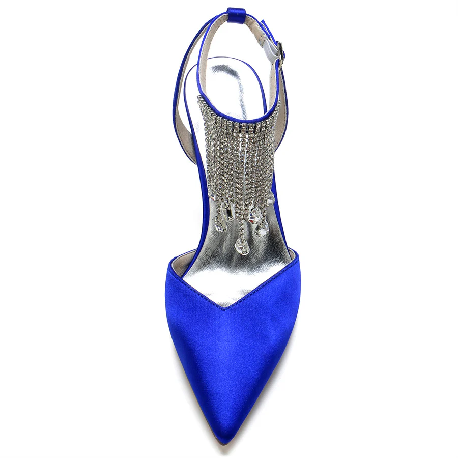 Women's Wedding Shoes Pointed Toe High Heel Bridal Shoes with Crystal Tassel - Image 3