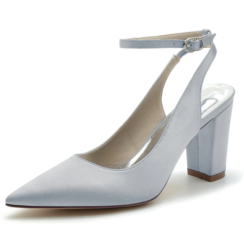 Women's Wedding Shoes Pointed Toe High Heel Chic Minimalism Buckle Bridal Shoes - Image 11