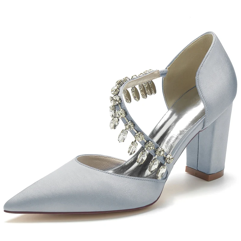 Women's Wedding Shoes Pointed Toe High Heel Fashion Bridal Shoes with Rhinestone Strap - Image 10