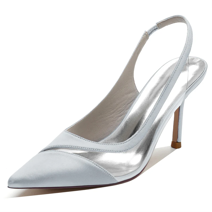 Women's Wedding Shoes Pointed Toe High Heel Unique Design Stitched Bridal Shoes - Image 9
