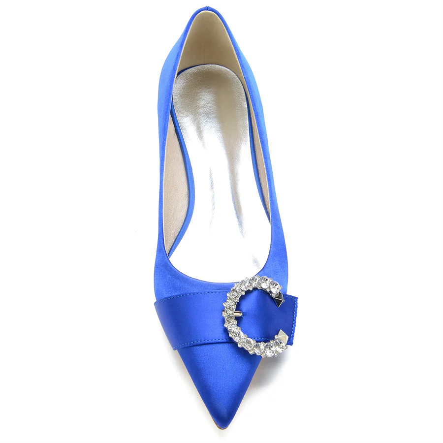 Women's Wedding Shoes Pointed Toe Low Heel Bridal Shoes with Circle Crystals - Image 4