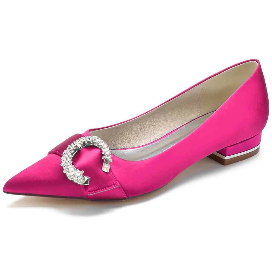 Women's Wedding Shoes Pointed Toe Low Heel Bridal Shoes with Circle Crystals - Image 9