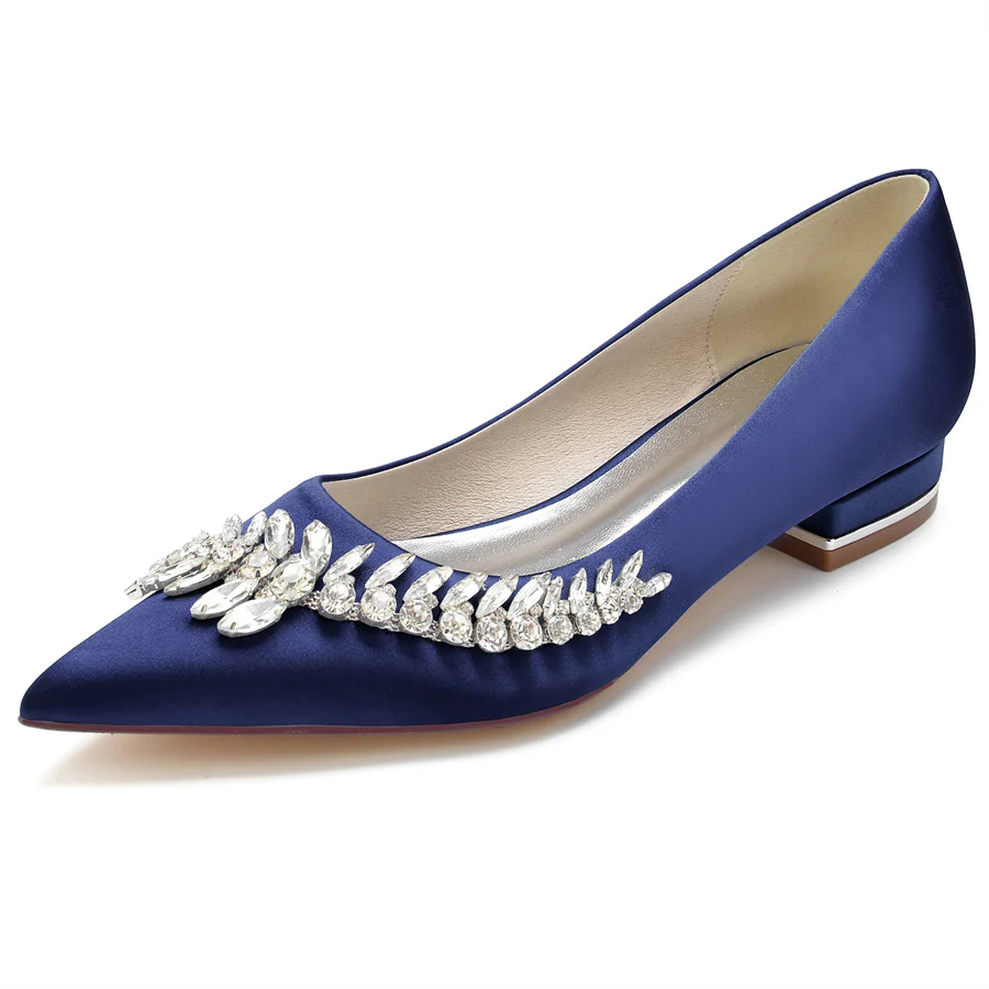 Women's Wedding Shoes Pointed Toe Low Heel Bridal Shoes with Rhinestones - Image 10