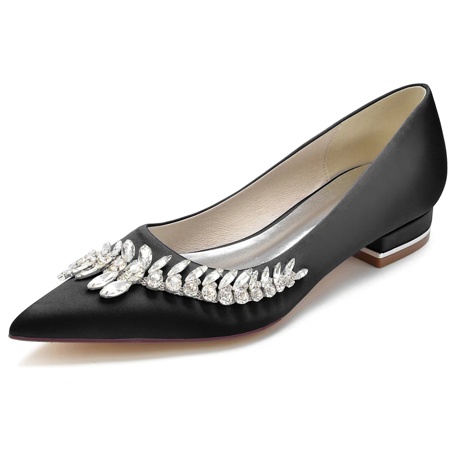 Women's Wedding Shoes Pointed Toe Low Heel Bridal Shoes with Rhinestones - Image 6