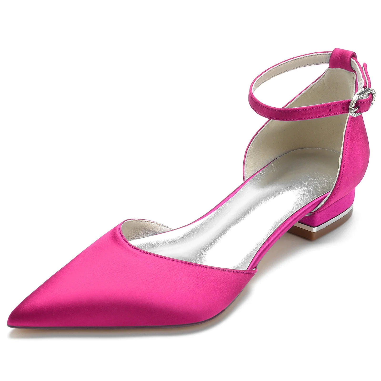 Women's Wedding Shoes Pointed Toe Low Heel Crystal Buckle Minimalist Bridal Shoes - Image 14