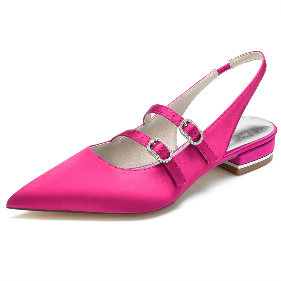 Women's Wedding Shoes Pointed Toe Low Heel Minimalist Bridal Shoes - Image 9