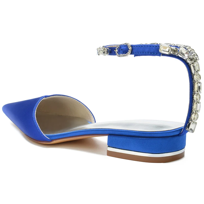 Women's Wedding Shoes Pointed Toe Low Heel Sparkling Rhinestone Ankle Strap Bridal Shoes - Image 4