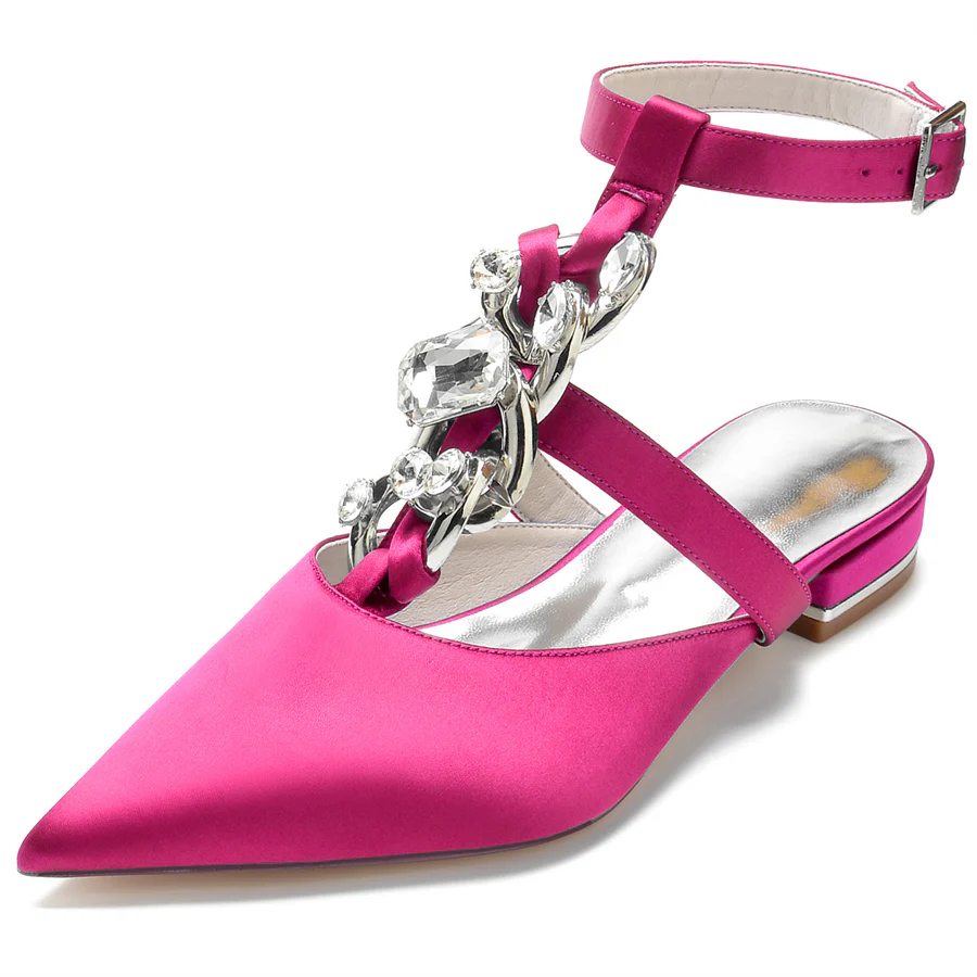 Women's Wedding Shoes Pointed Toe Low Heel Unique Bridal Shoes with Crystals - Image 10