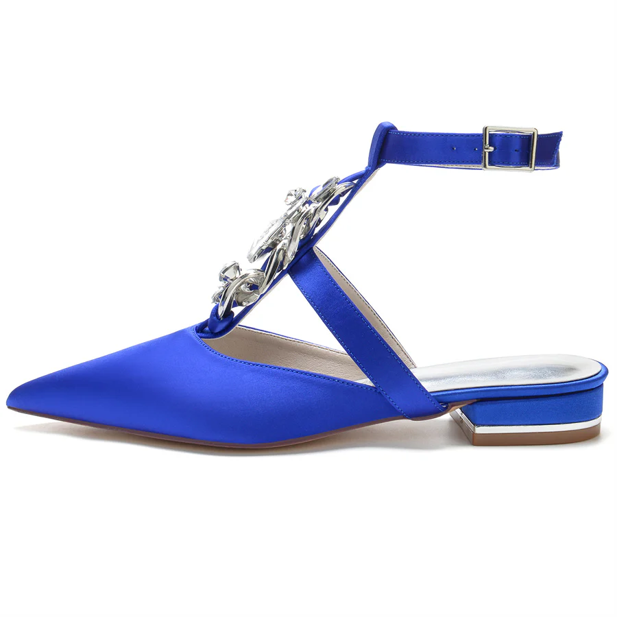 Women's Wedding Shoes Pointed Toe Low Heel Unique Bridal Shoes with Crystals - Image 5