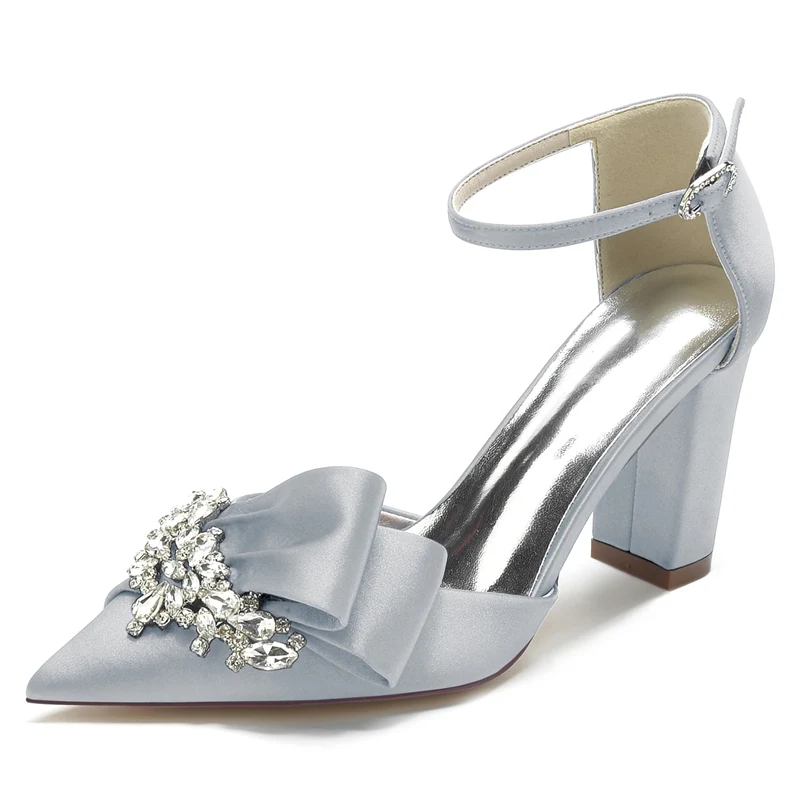 Women's Wedding Shoes Pointed Toe Luxurious Buckle Bridal Shoes with Rhinestone & Ruffles - Image 12