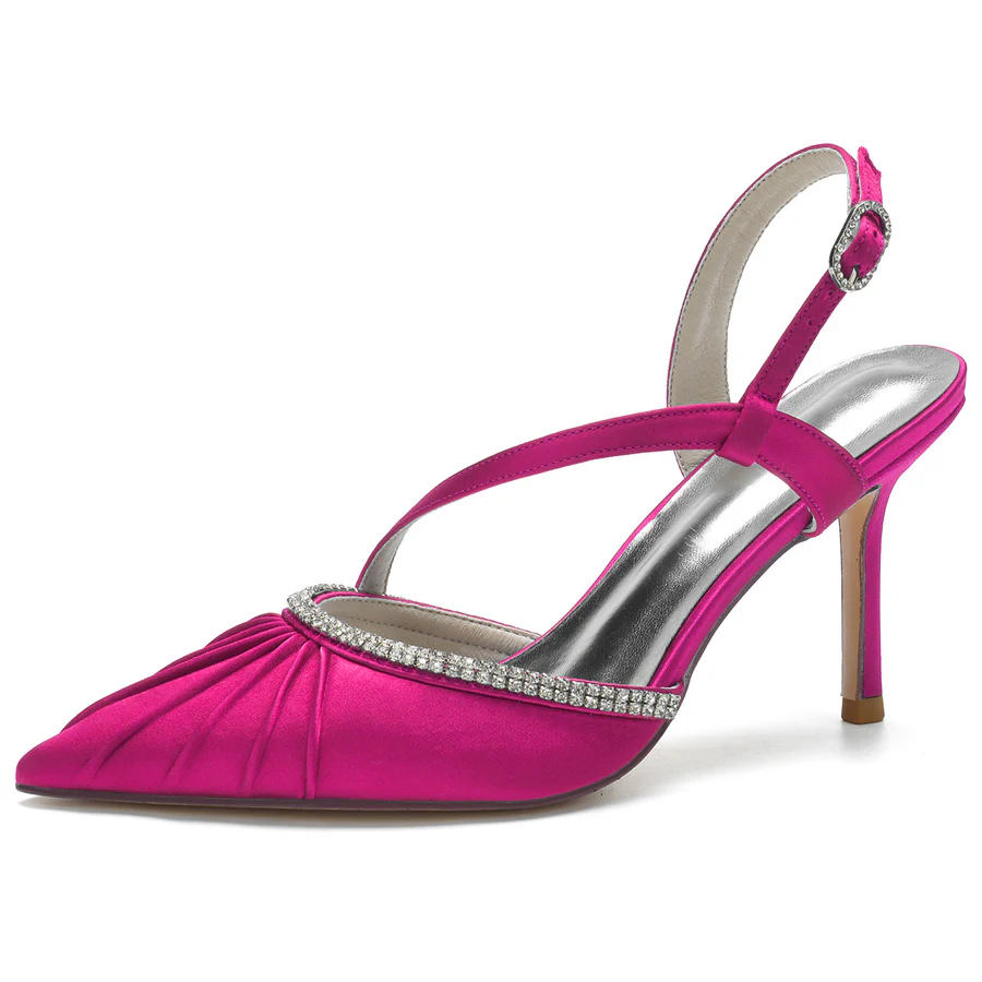 Women's Wedding Shoes Pointed Toe Stiletto Heel Bridal Shoes with Rhinestones - Image 8