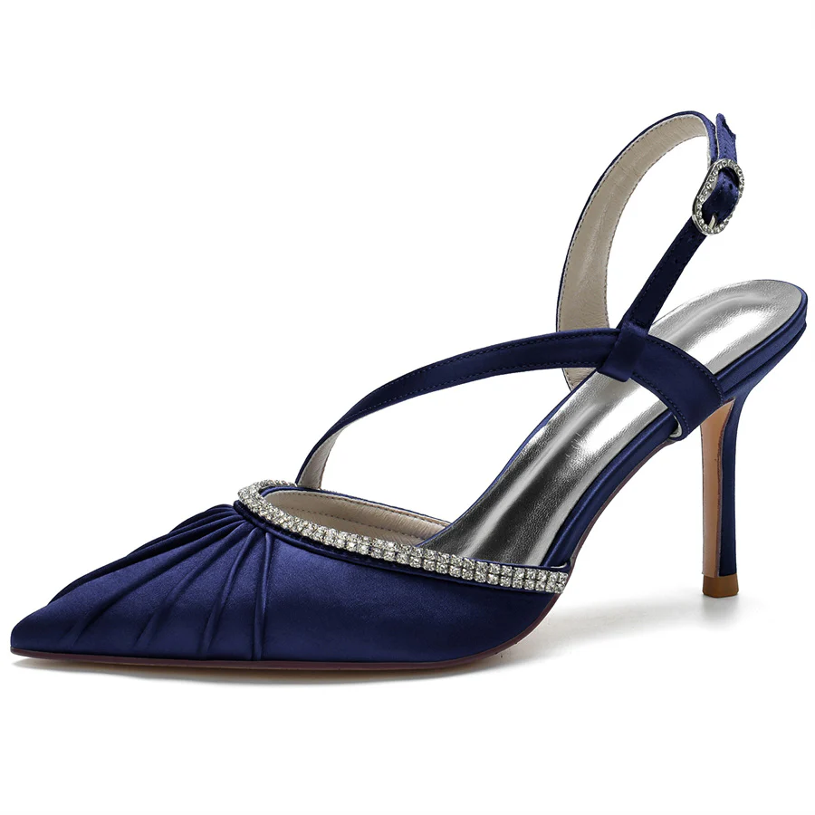 Women's Wedding Shoes Pointed Toe Stiletto Heel Bridal Shoes with Rhinestones - Image 9