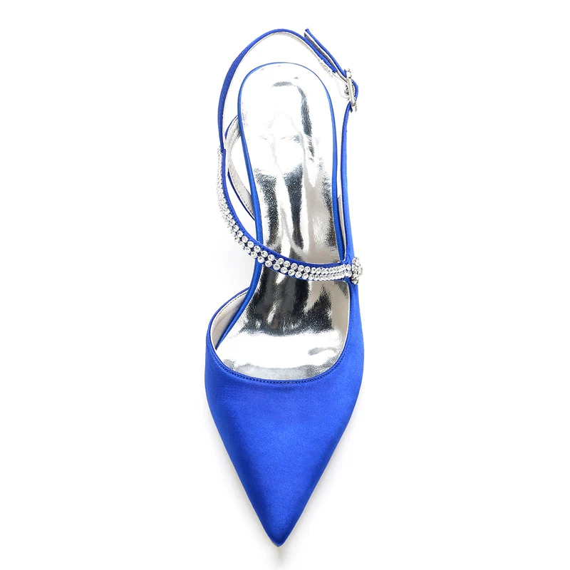 Women's Wedding Shoes Pointed Toe Stiletto Heel Buckle Bridal Shoes with Crystal - Image 3