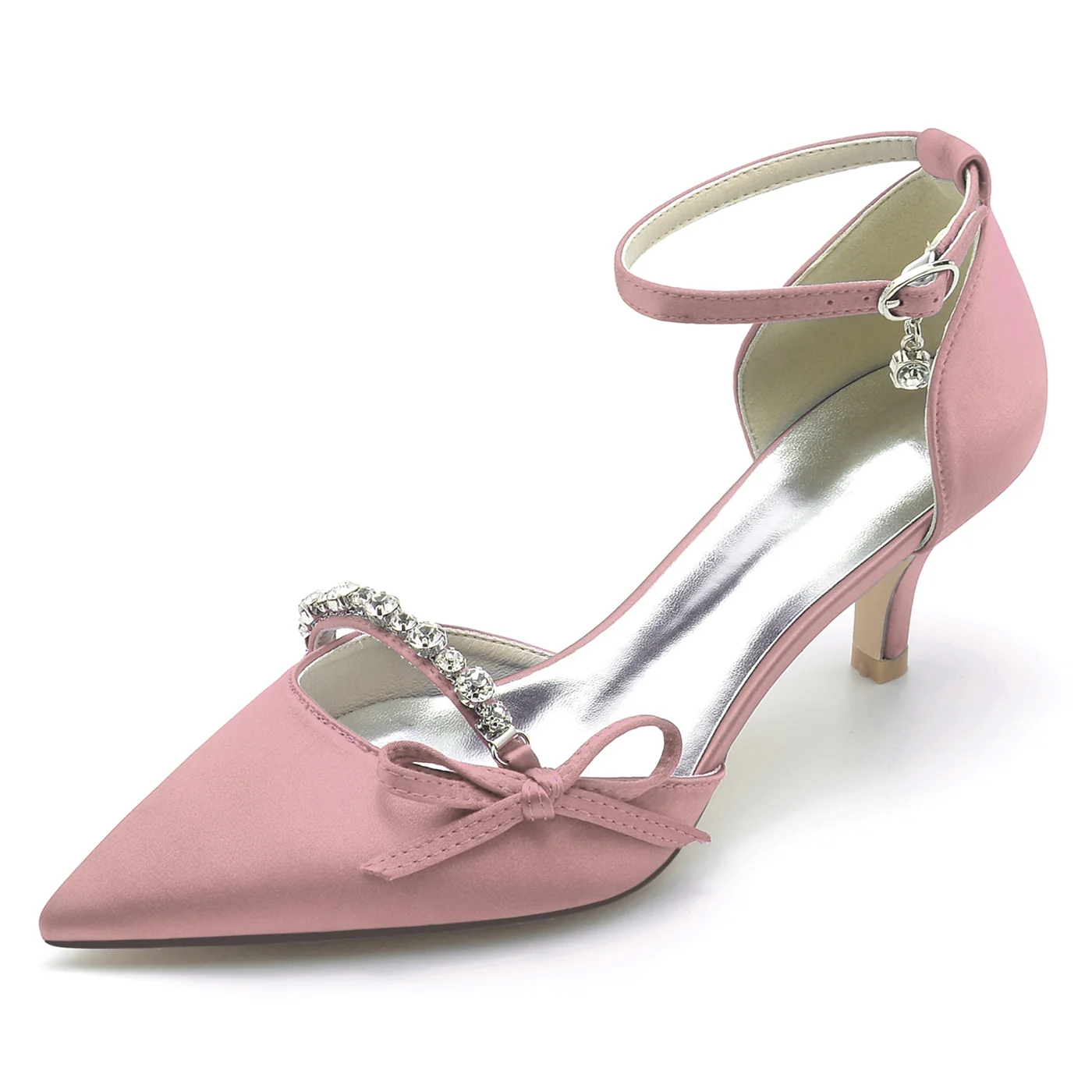 Women's Wedding Shoes Rhinestone Bow Mid Pointed Toe Bridal Shoes - Image 13