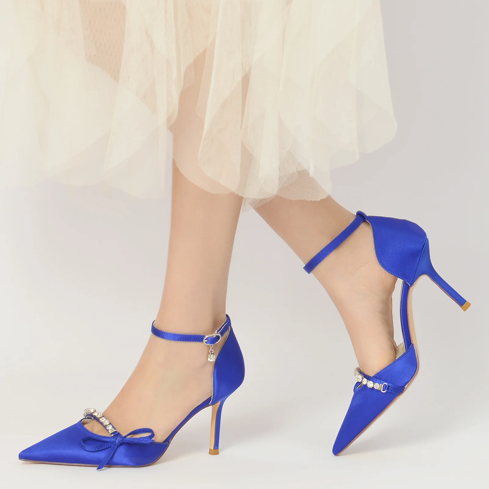 Women's Wedding Shoes Rhinestone Bow(s) Stiletto Pointed Toe Bridal Shoes - Image 6
