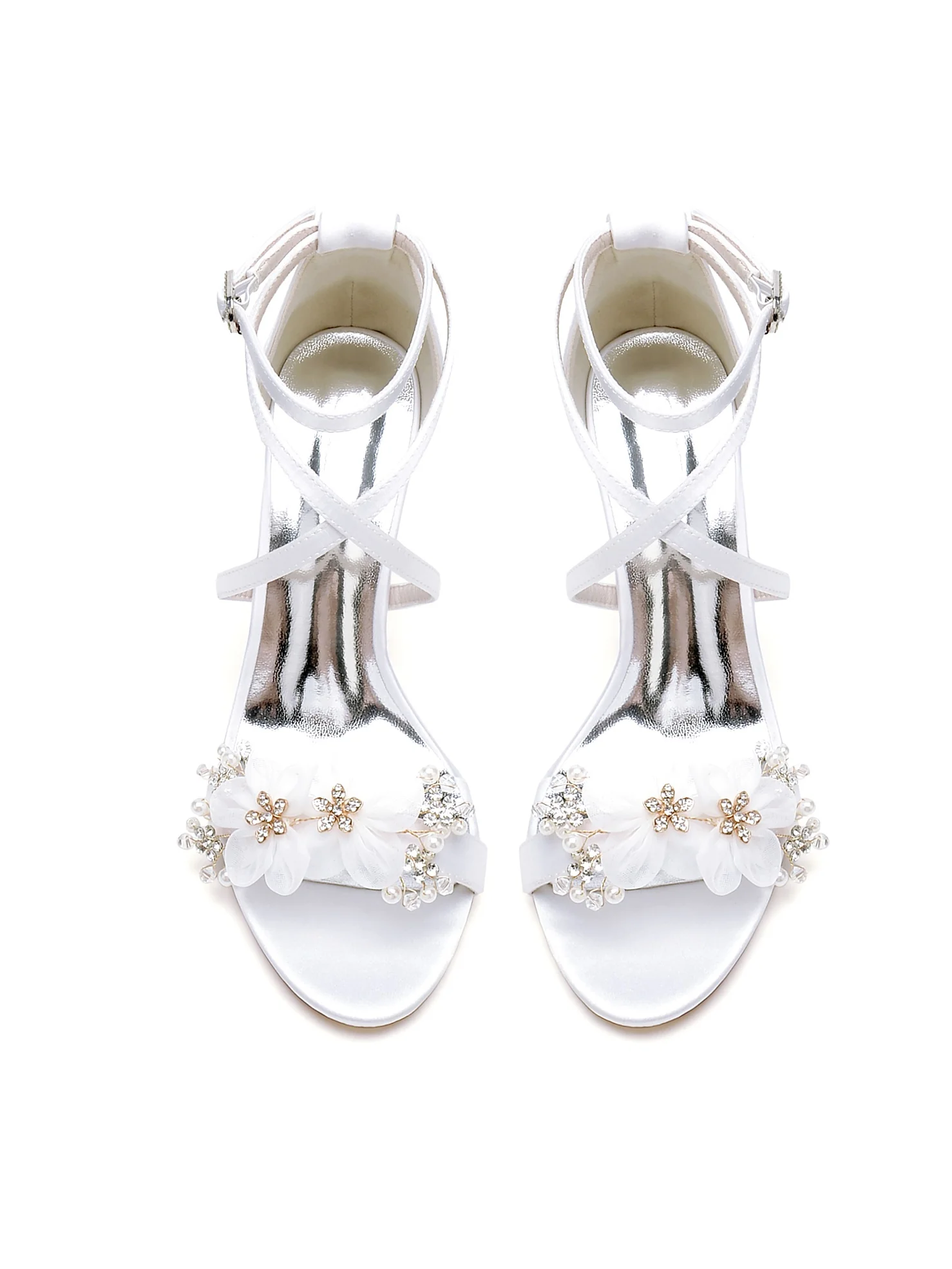 Women's Wedding Shoes Rhinestone High Heel Open Toe Bridal Shoes - Image 8