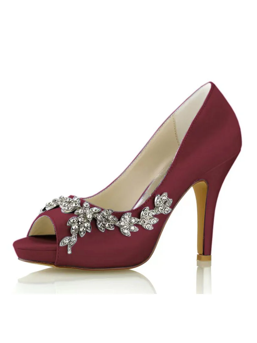 Women's Wedding Shoes Rhinestone High Heel Open Toe Bridal Shoes - Image 4