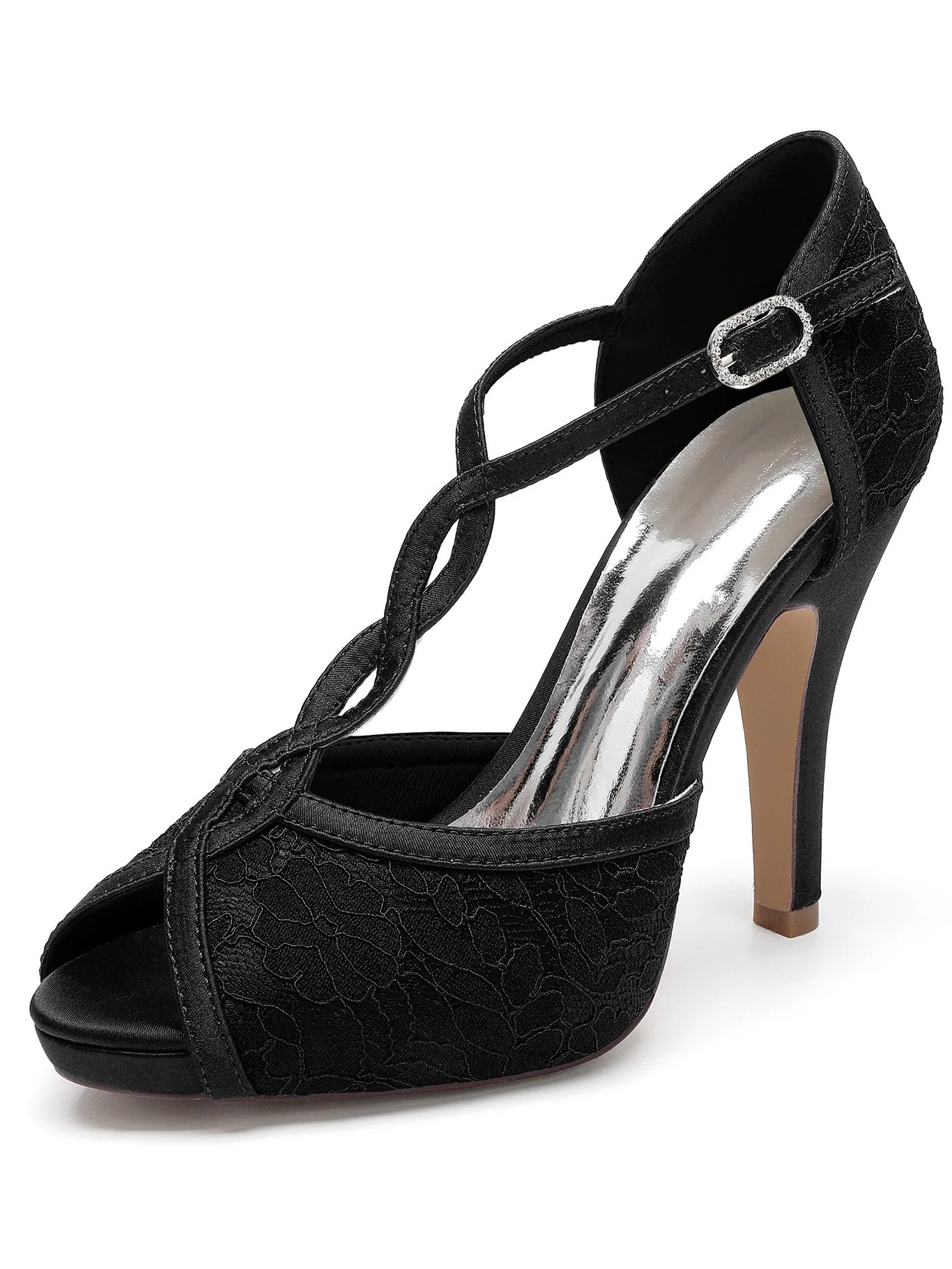 Women's Wedding Shoes Rhinestone High Heel Open Toe Bridesmaid Shoes - Image 6